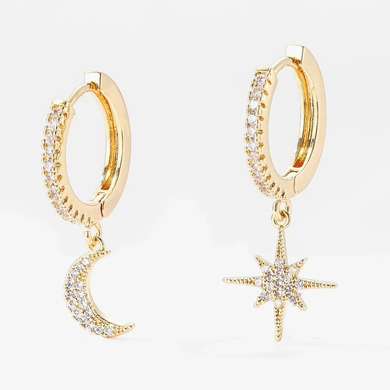 925 Silver Star and Moon Earring