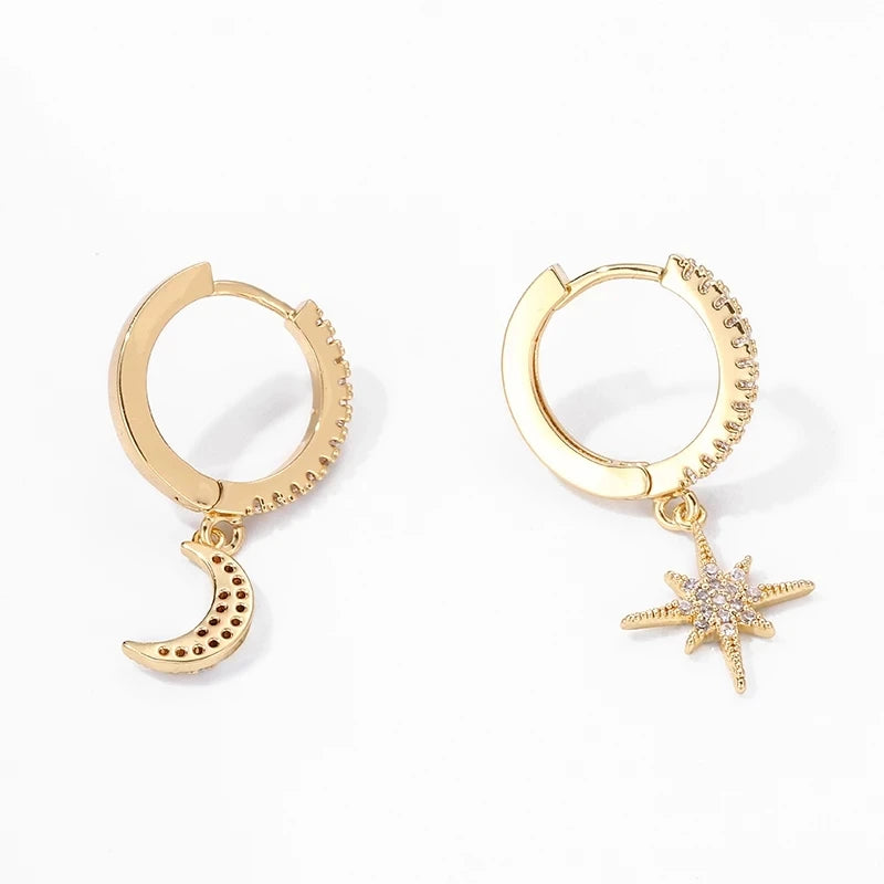 925 Silver Star and Moon Earring