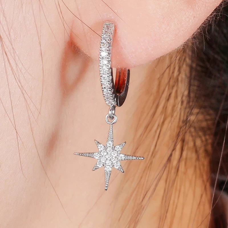 925 Silver Star and Moon Earring