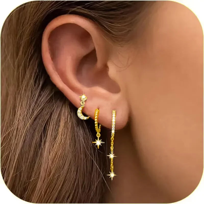 3/6Pcs Earring Set 14K Gold Silver Plated