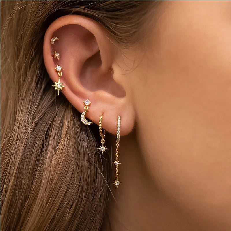 3/6Pcs Earring Set 14K Gold Silver Plated