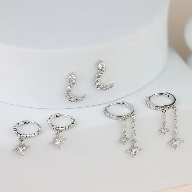 3/6Pcs Earring Set 14K Gold Silver Plated